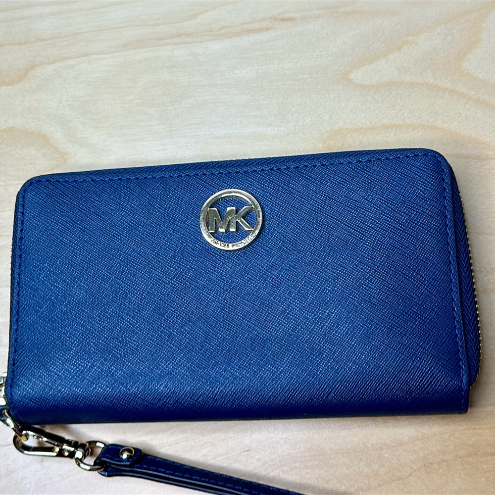Michael Kors Navy Wallet with Silver Accents